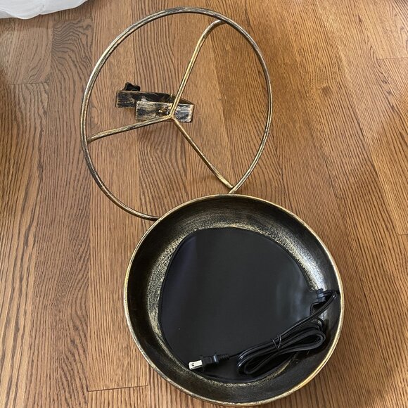 Deck mount heated bird bath, gold - Picture 1 of 6
